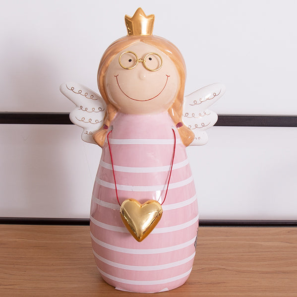 Angela Big - Angioletto Angela cilindrico con cuore in ceramica