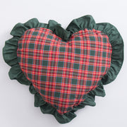 Cuscino Cuore Tartan - Cuscino decorativo Natalizio a forma di cuore con rouche