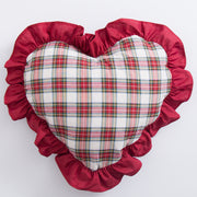 Cuscino Cuore Tartan - Cuscino decorativo Natalizio a forma di cuore con rouche