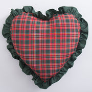 Cuscino Cuore Tartan - Cuscino decorativo Natalizio a forma di cuore con rouche