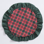 Tovaglietta natalizia tartan in cotone 100% con rouche - TOVAGLIETTA TARTAN TONDA