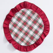 Tovaglietta natalizia tartan in cotone 100% con rouche - TOVAGLIETTA TARTAN TONDA