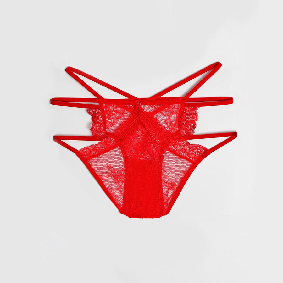 Cuore rosso con tanga in pizzo - 42569-0