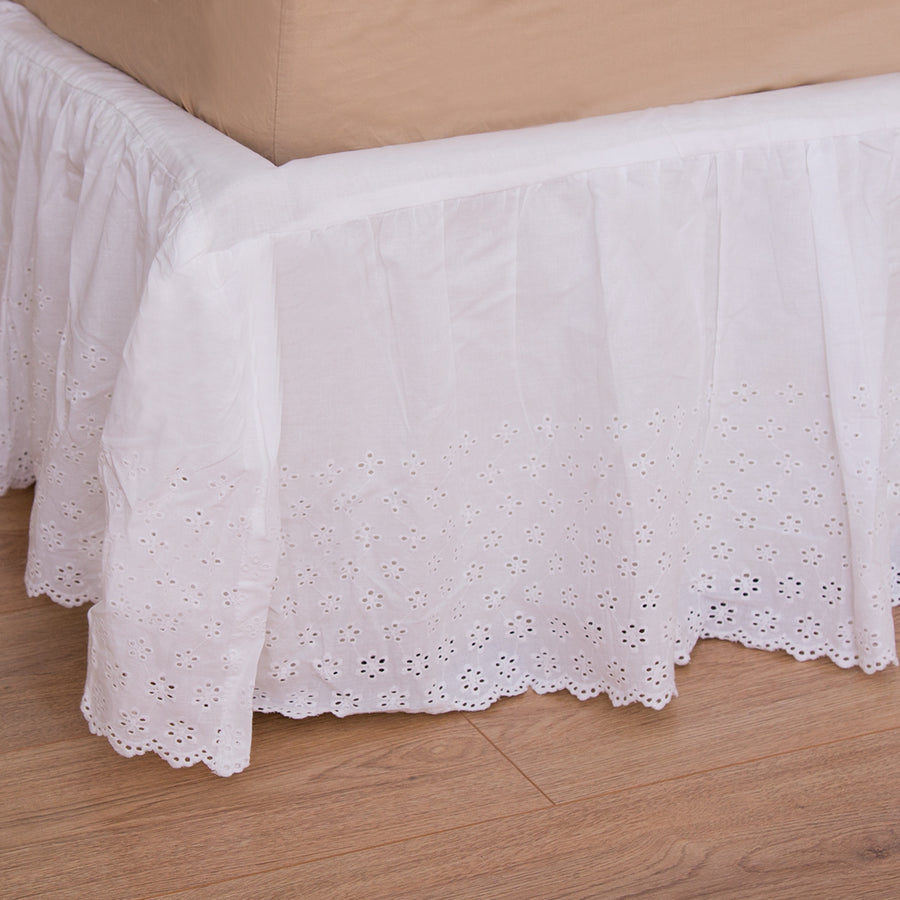 Vestiletto Coprirete Matrimoniale In Cotone Con Pizzo San Gallo - Stile Shabby Chic, 185x200x30 Cm - Foto 3