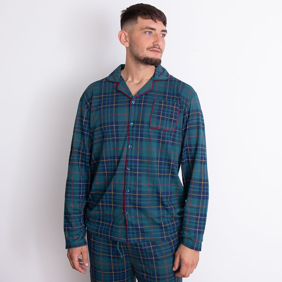 FC2533 - Pigiama Noidìnotte Uomo Natalizio tartan modello giacca aperto avanti