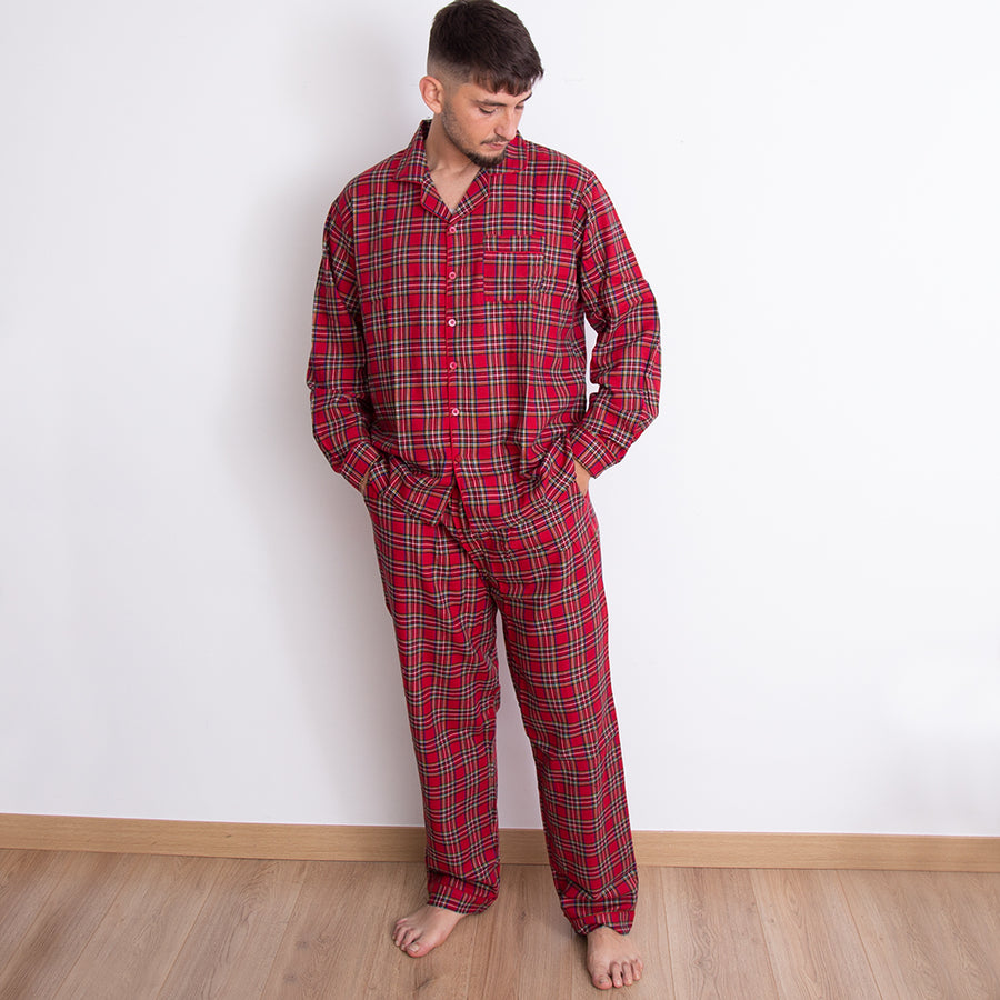 FC2533 - Pigiama Noidìnotte Uomo Natalizio tartan modello giacca aperto avanti